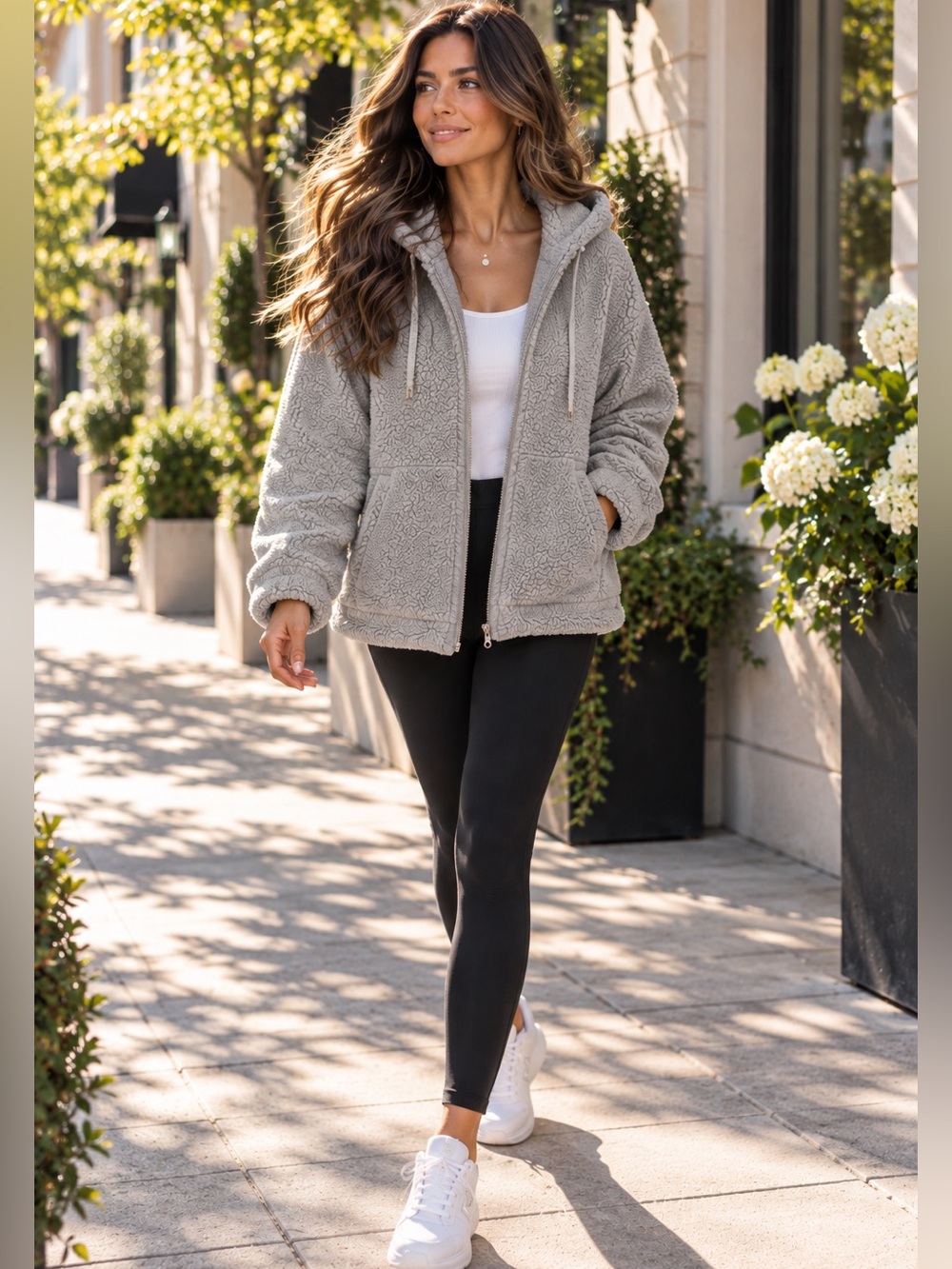 lululemon So Sherpa Hooded Jacket Gray Heathered Silver Spoon Size 8/10